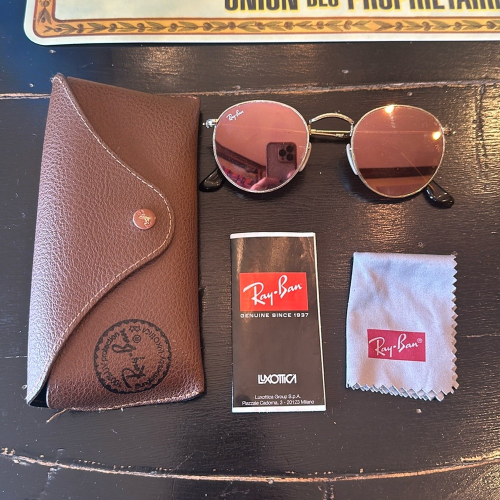 Ray Ban Round Flash Lenses Gold/Copper